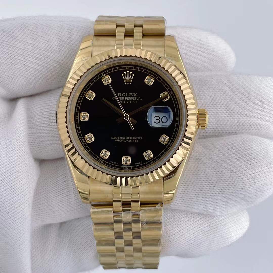 Datejust Guld/Sort Diamant Skive 41 MM