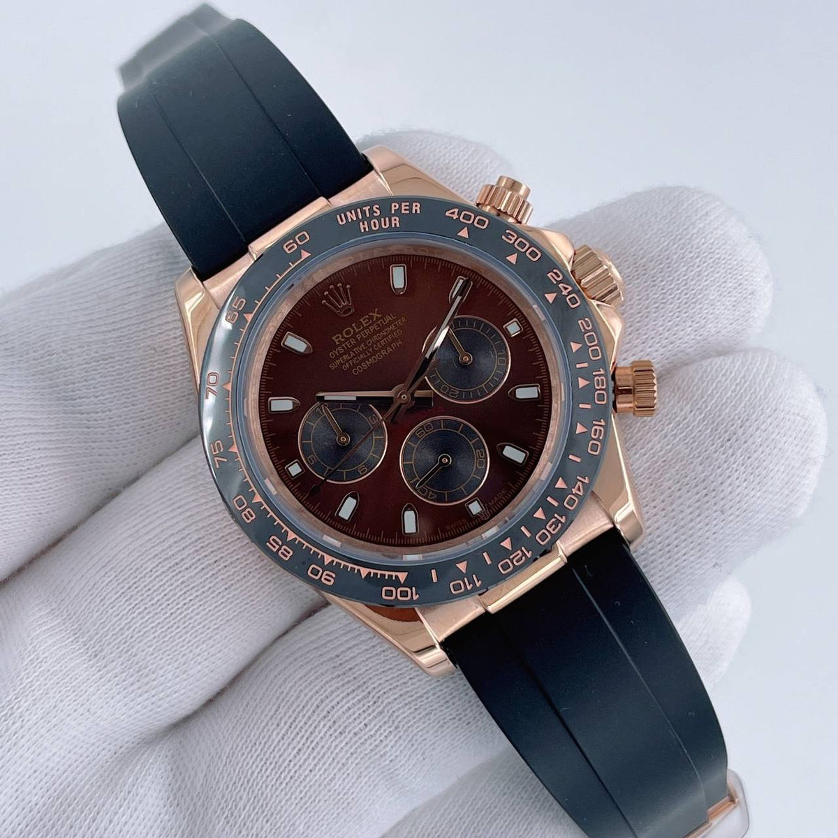 Daytona Oysterflex Roseguld/Brun 40 MM
