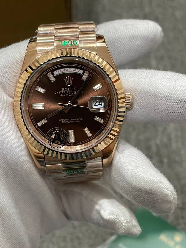Day-Date Guld Roseguld Brun 40 MM
