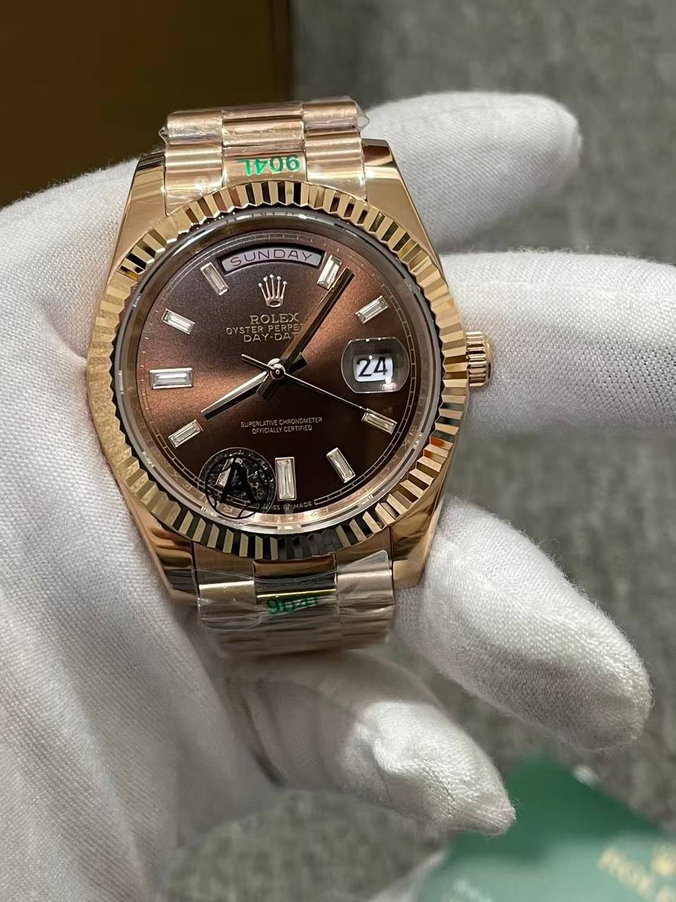 Day-Date Guld Roseguld Brun 40 MM
